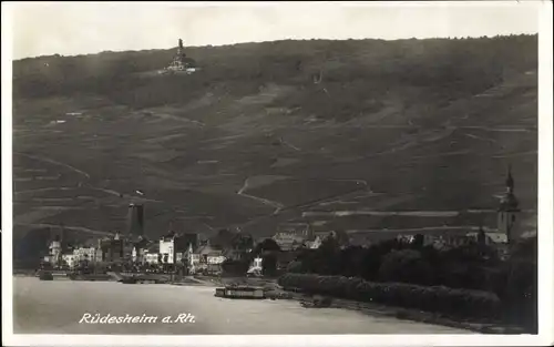 Ak Rüdesheim am Rhein, Panorama, Niederwald Nationaldenkmal
