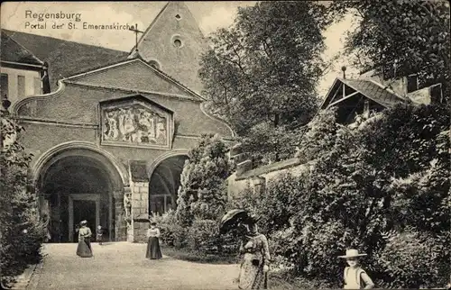 Ak Regensburg an der Donau Oberpfalz, Portal der St. Emeranskirche