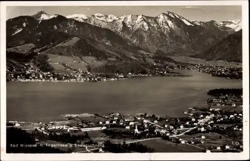 Ak Bad Wiessee in Oberbayern, Panorama mit Tegernsee und Bodenschneid