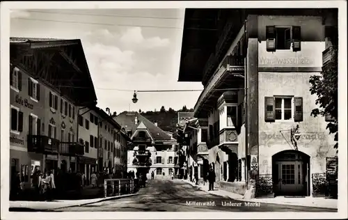 Ak Mittenwald in Oberbayern, Unterer Markt