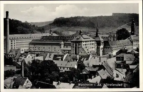 Ak Waldheim in Mittelsachsen, Strafanstalt, Gefängnis, Teilansicht der Stadt