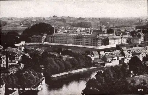 Ak Waldheim in Mittelsachsen, Strafanstalt, Gefängnis, Teilansicht der Stadt