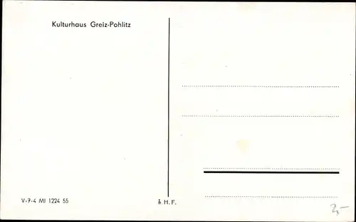 Ak Pohlitz Greiz in Thüringen, Kulturhaus