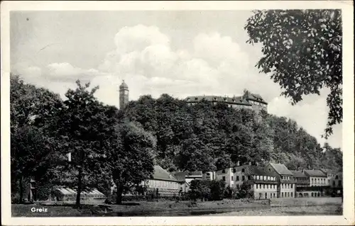 Ak Greiz im Vogtland, Teilansicht, Schloss