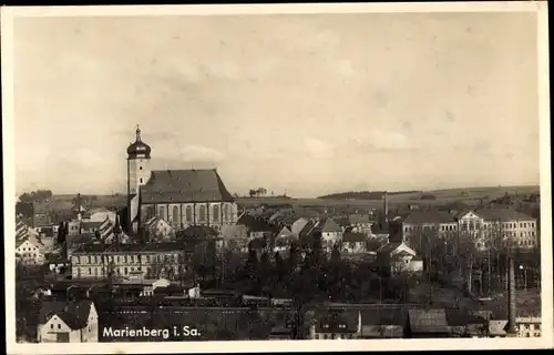 Ak Marienberg im Erzgebirge Sachsen, Teilansicht, Kirche