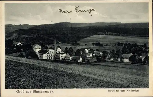 Ak Blumenau Olbernhau im Erzgebirge Sachsen, Niederdorf