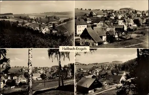 Ak Hallbach Olbernhau im Erzgebirge Sachsen, Panorama, Teilansichten