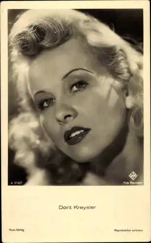 Ak Schauspielerin Dorit Kreysler, Portrait, Ross Verlag 3133/1