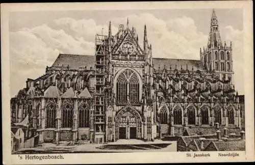 Ak 's Hertogenbosch Den Bosch Nordbrabant Niederlande, St. Janskerk, Noordzijde