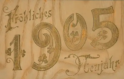 Präge Ak Glückwunsch Neujahr 1905, Glücksklee