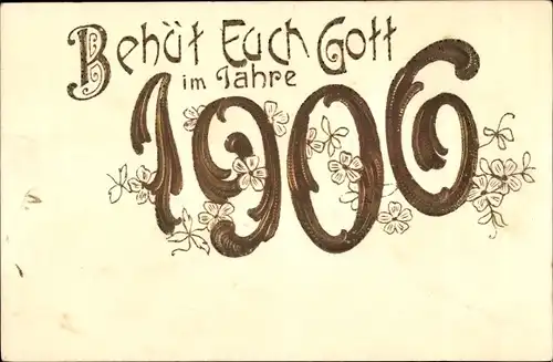 Präge Ak Glückwunsch Neujahr 1906, Blumen