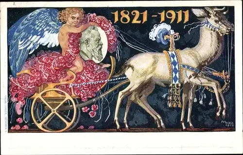 Ganzsachen Künstler Ak Diez, M., Prinzregent Luitpold von Bayern, 1821 bis 1911, Kutsche