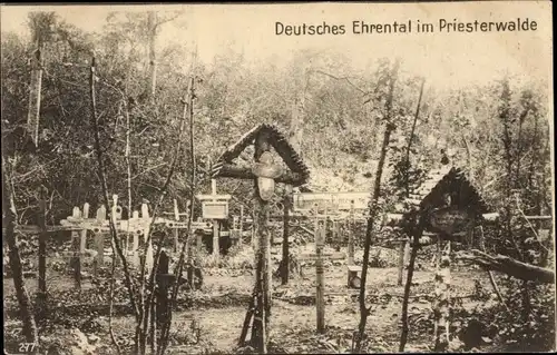 Ak Deutsches Ehrental im Priesterwalde, Soldatengräber, Friedhof