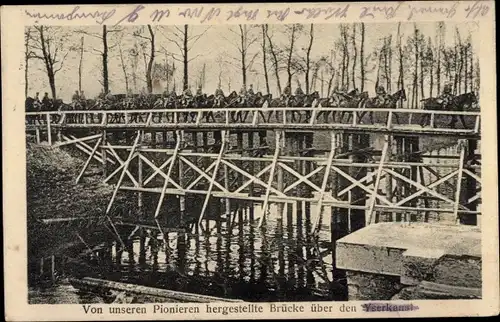 Ak Von deutschen Pionieren hergestellte Brücke, Brückenbau, I. WK