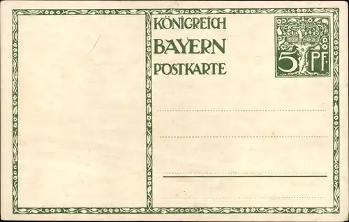 Ganzsachen Künstler Ak Diez, M., Prinzregent Luitpold von Bayern 1911, 5 Pfennig