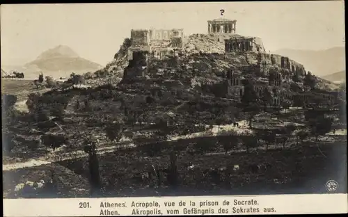 Ak Athen Griechenland, Akropolis vom Gefängnis des Sokrates aus