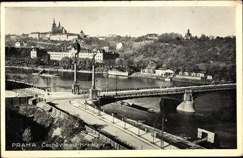 Ak Praha Prag Tschechien, Cech-Brücke, Hradschin
