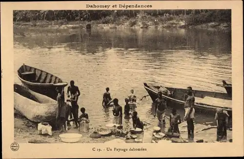Ak Dahomey Benin, Un Paysage dahomeen, Uferszene