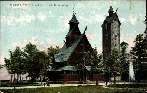 Ak Karpacz Górny Brückenberg Krummhübel Riesengebirge Schlesien, Kirche Wang