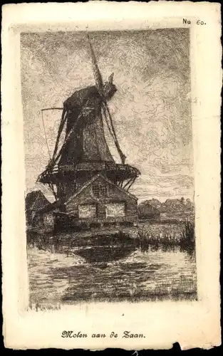 Künstler Ak Nordholland Niederlande, Molen