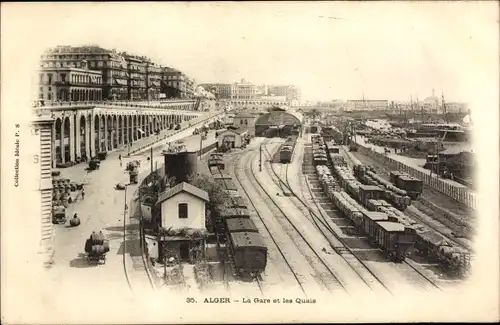 Ak Algier Alger Algerien, La Gare et les Quais, Bahnhof