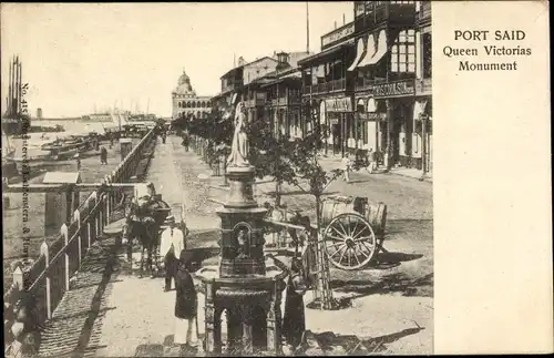 Ak Port Said Ägypten, Queen Victorias Monument