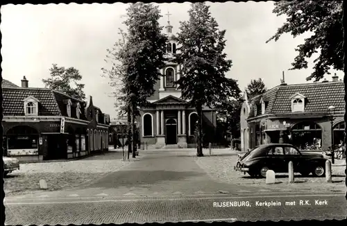 Ak Driebergen Rijsenburg Utrecht Niederlande, Kerkplein met R. K. Kerk