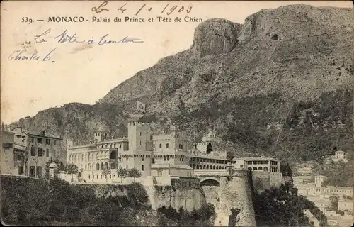 Ak Monaco, Le Palais du Prince et la Tete de Chien