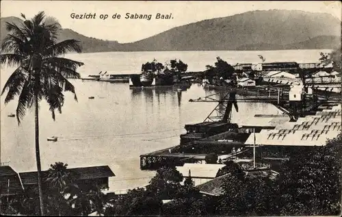 Ak Sabang Indonesien, Gezicht op de Sabang Baai, Hafenidyll