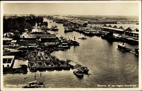 Ak Soerabaja Surabaya Indonesien, Kalimas, Oedjong, Hafenblick