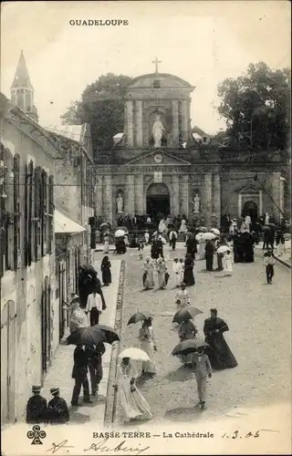 Ak Basse Terre Guadeloupe, Partie an der Kathedrale