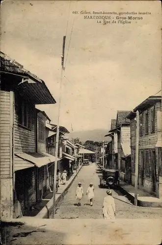 Ak Saint Pierre Martinique, Gros Morne, la Rue de l'Église