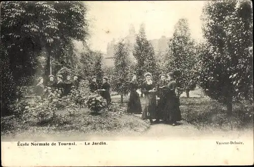 Ak Tournai Wallonien Hennegau, École Normale, le Jardin