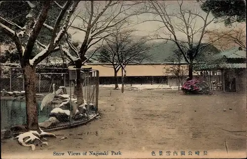 Ak Nagasaki Präfektur Nagasaki Japan, Snow Views of Nagasaki Park