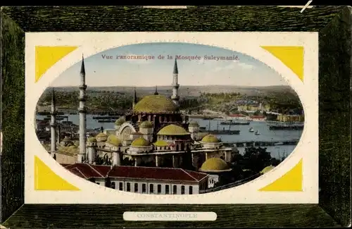 Präge Passepartout Ak Istanbul Konstantinopel Türkei, Vue Panoramique de la Mosquée Suleymanié