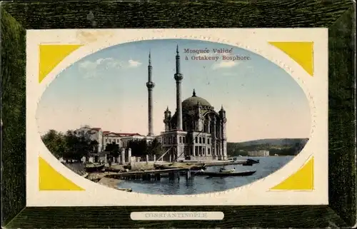 Präge Passepartout Ak Konstantinopel Istanbul Türkei, Mosquée Validé à Ortakeuy, Bosphore