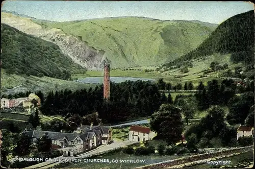 Ak Glendalough Co. Wicklow Irland, Panorama, Blick über den Ort, Seven Churches