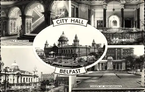 Ak Belfast Nordirland, City Hall, Garden of Remenbrance, Principal Landing, Marble Staircase