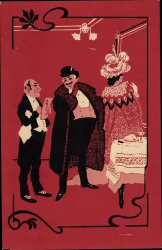 Jugendstil Künstler Ak Phoscao, le plus exquis des dejeuners, Paar im Restaurant, Kellner