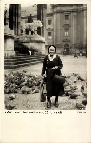 Ak München Bayern, Münchener Taubentheres, 83 Jahre alt, Tauben