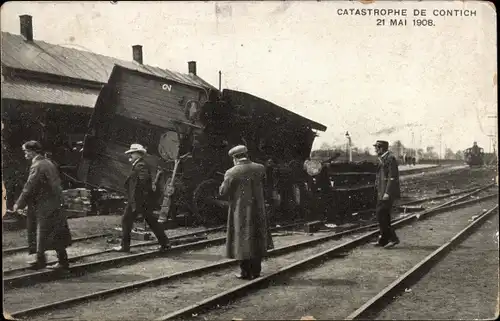 Ak Contich Kontich Flandern Antwerpen, Catastrophe 1918, Verkehrsunfall, Eisenbahn