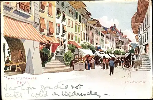 Künstler Ak Thoune Thun Kanton Bern Schweiz, Hauptstraße