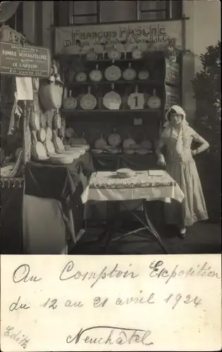Foto Ak Neuchâtel Neuenburg, ComptoirExposition 1924, Fabrique Francois Pasche, Fondue Neuchateloise