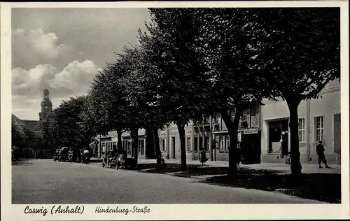 Ak Coswig an der Elbe im Kreis Wittenberg, Hindenburg Straße, Lindenhof Garten