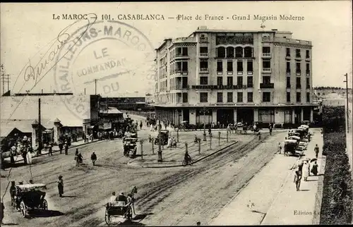 Ak Casablanca Marokko, Place de France, Grand Magasin Moderne