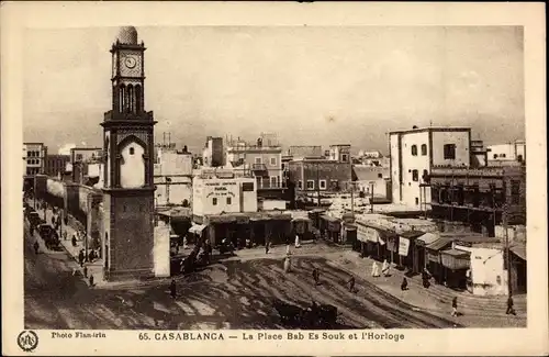 Ak Casablanca Marokko, La Place Bab Es Souk et l'Horloge