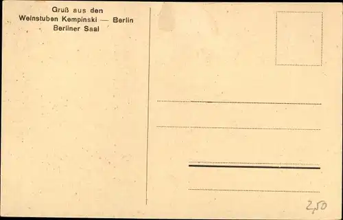 Ak Berlin Mitte, Gruß aus den Weinstuben Kempinski, Berliner Saal