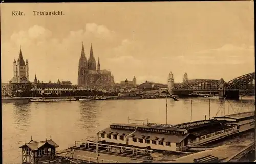 Ak Köln am Rhein, Panorama, Dom, Brücke