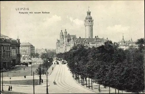 Ak Leipzig in Sachsen, Rossplatz mit neuem Rathaus