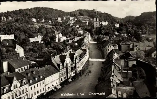 Ak Waldheim in Sachsen, Obermarkt, Vogelschau